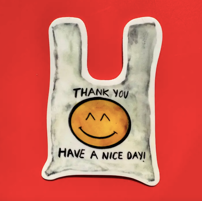 Smiley Takeout Bag Sticker
