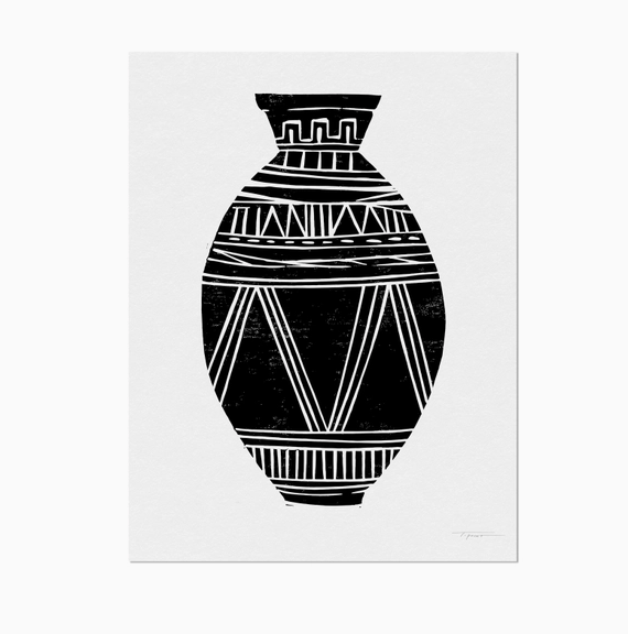 Patterned Vase Block Print