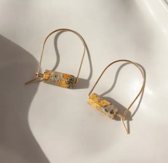 Jasper Stone Arch Earrings