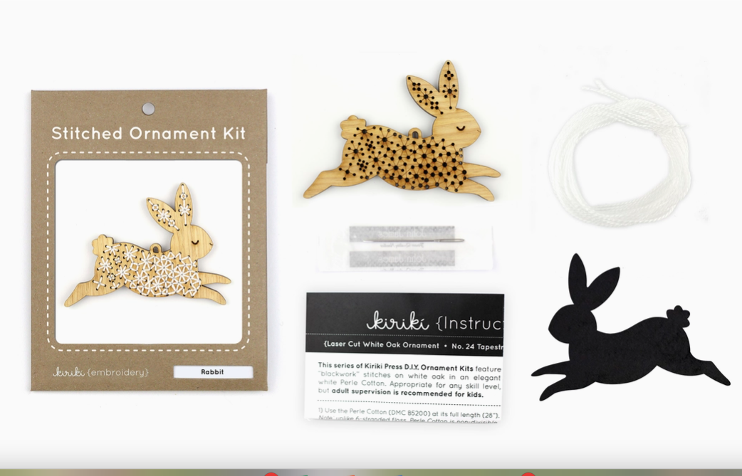 DIY Stitched Ornament Kit, Rabbit