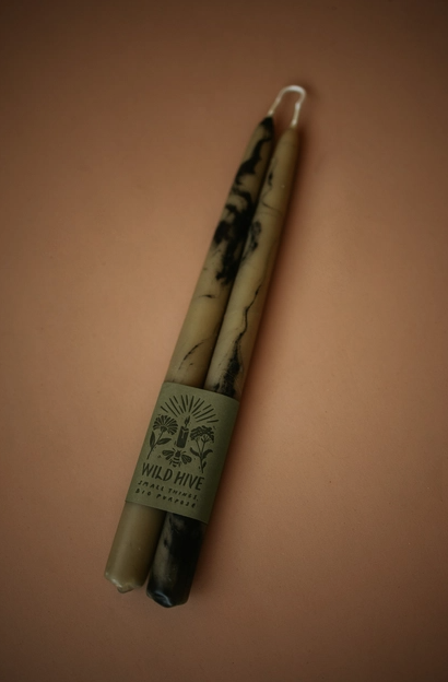 Marbled Taper Candles in Smokey