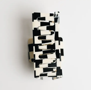 B&W Checkered Hair Claw