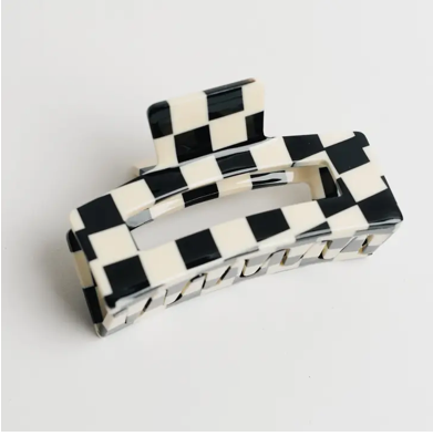 B&W Checkered Hair Claw