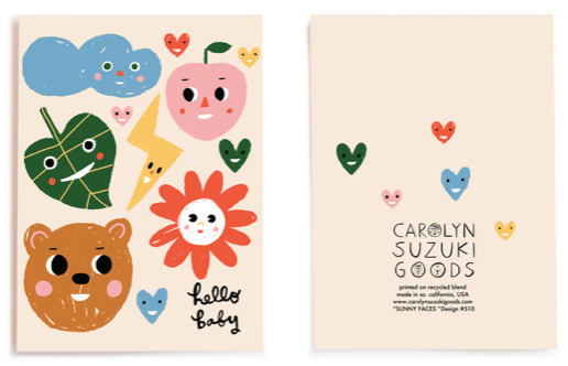 Sunny Faces Hello Baby Greeting Card