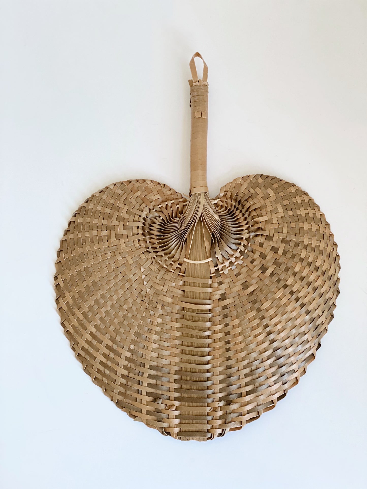 Handwoven Palm Leaf Fan, Honey Brown