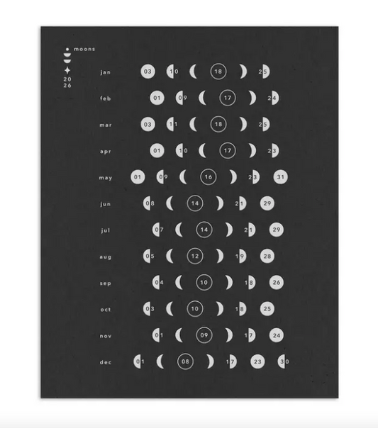2026 Moon Chart Print in Black