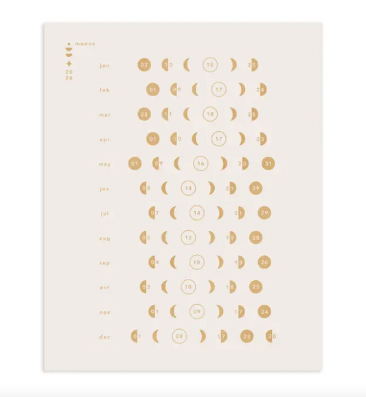 2026 Moon Chart Print in Gold