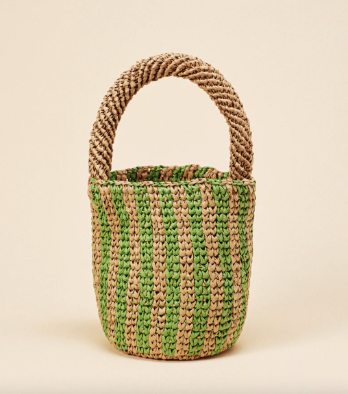 Amalfi Straw Bucket Bag in Green
