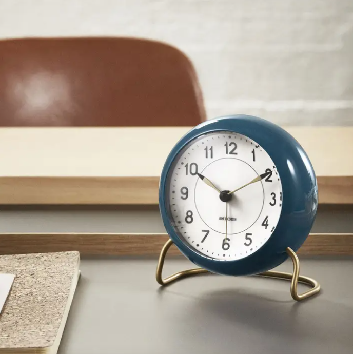 Station Alarm Clock in Petrol Blue