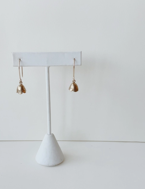 Bell Flower Charm Earrings in Bronze & Gold