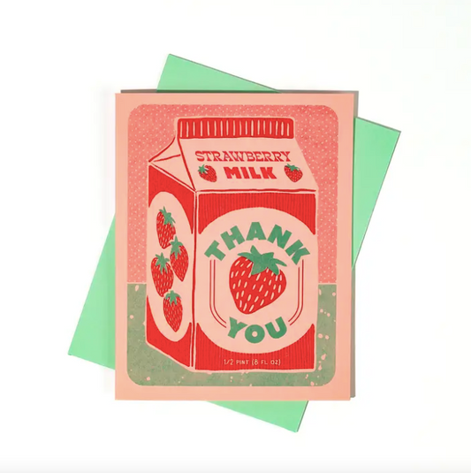 Strawberry Milk Thank You Card