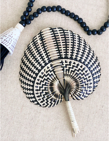 Handwoven Palm Leaf Fan, Borneo Black