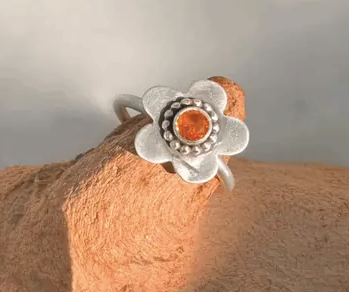 Citrine Flower Ring