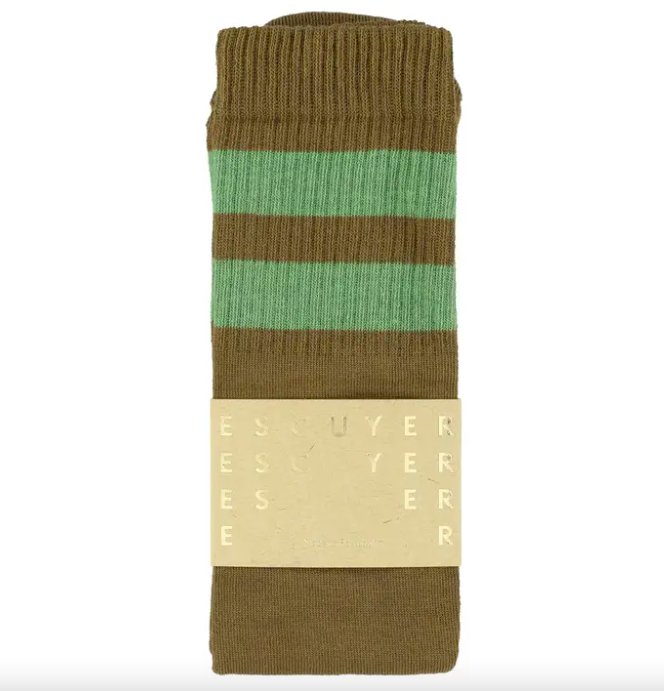 Mens Tube Socks in Tabac & Green