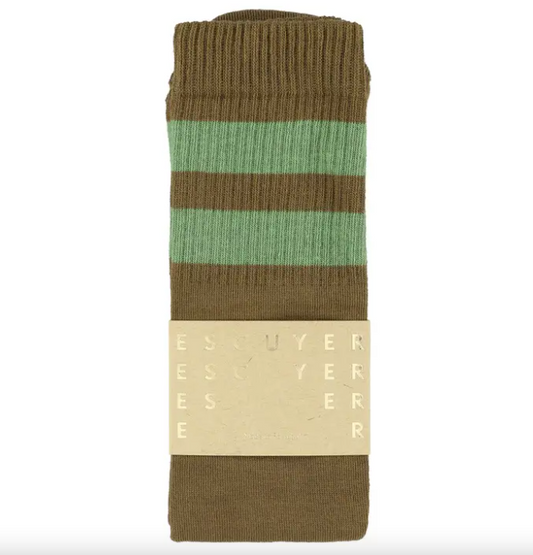 Mens Tube Socks in Tabac & Green