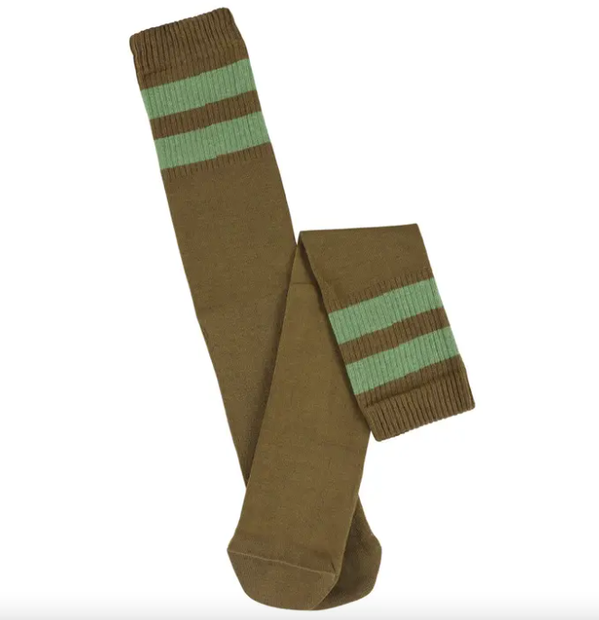 Mens Tube Socks in Tabac & Green