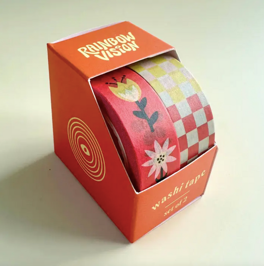 Folk Flowers & Checkers Washi Tape