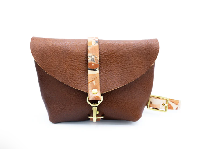 Big Sister Fanny Pack in British Tan & Marbled Neutral Leather