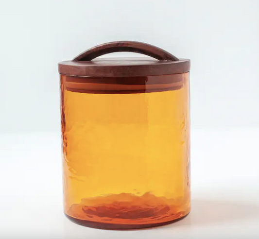 Handblown Glass Canister in Amber