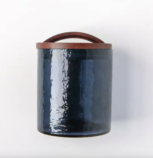 Handblown Glass Canister in Blue