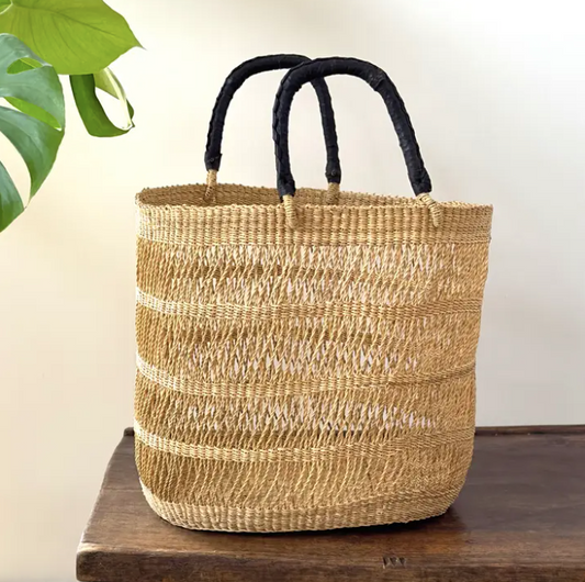 Handwoven African Market Tote Bag in Natural
