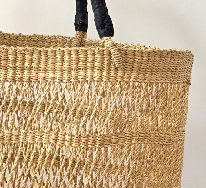 Handwoven African Market Tote Bag in Natural