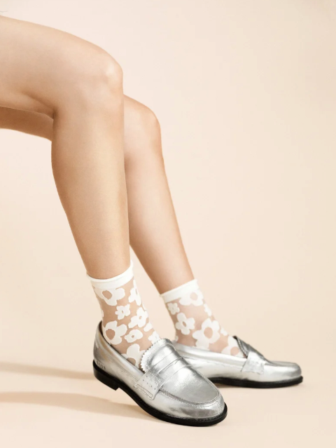 Pop Sheer Short Crew in Snow