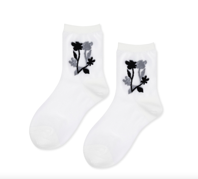 Shadowplay Sheer Crew Sock in Black
