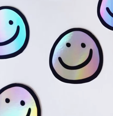 Holographic Smiley Face Sticker