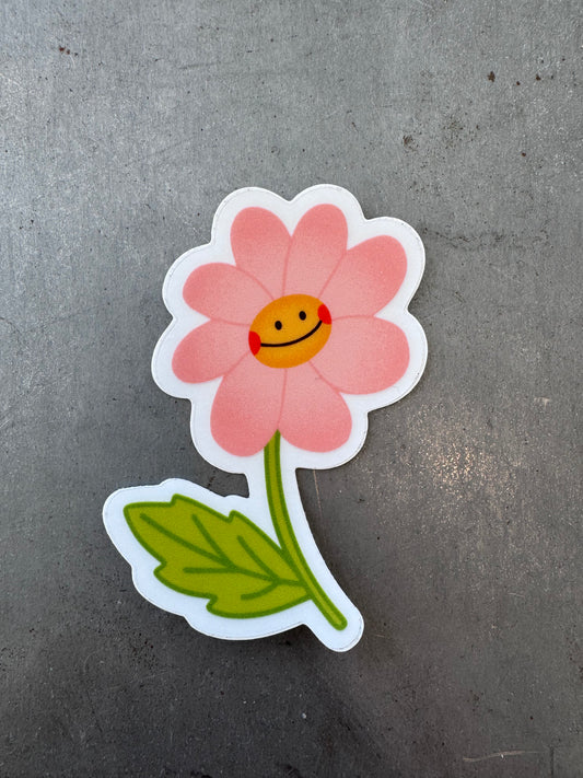 Smiling Pink Flower Sticker