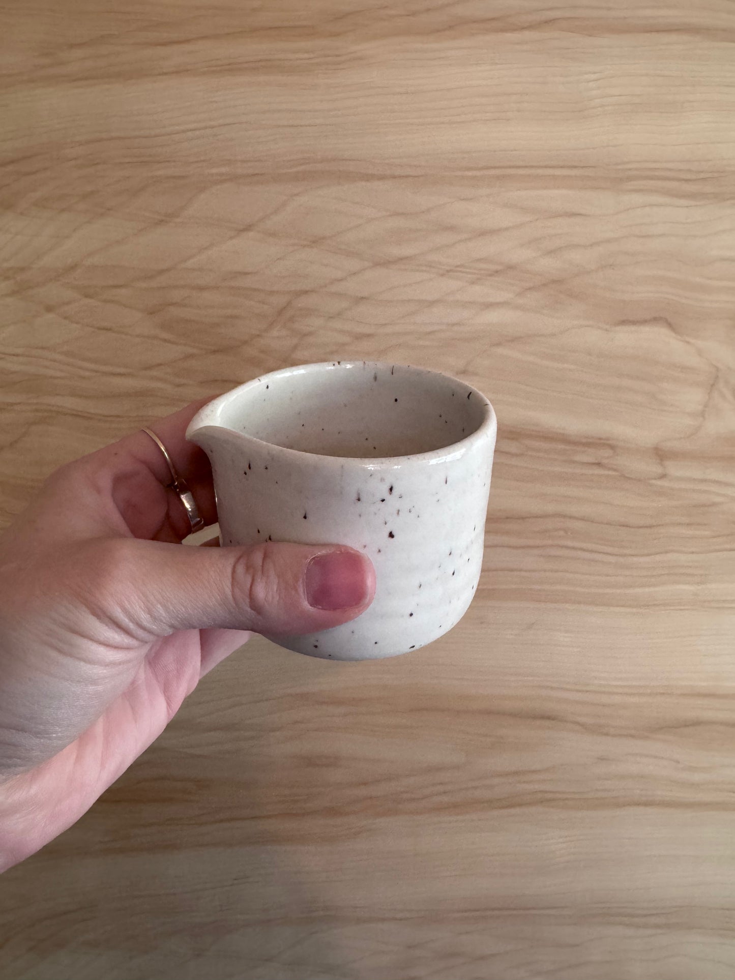 Espresso Pitcher in Speckled White