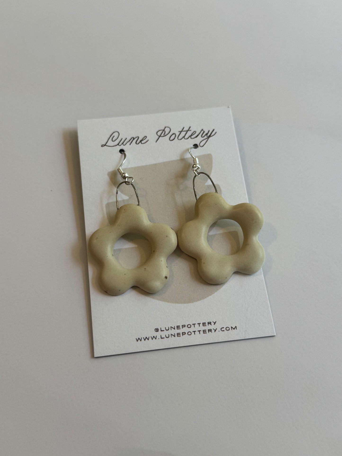 Ceramic White Flower Earrings