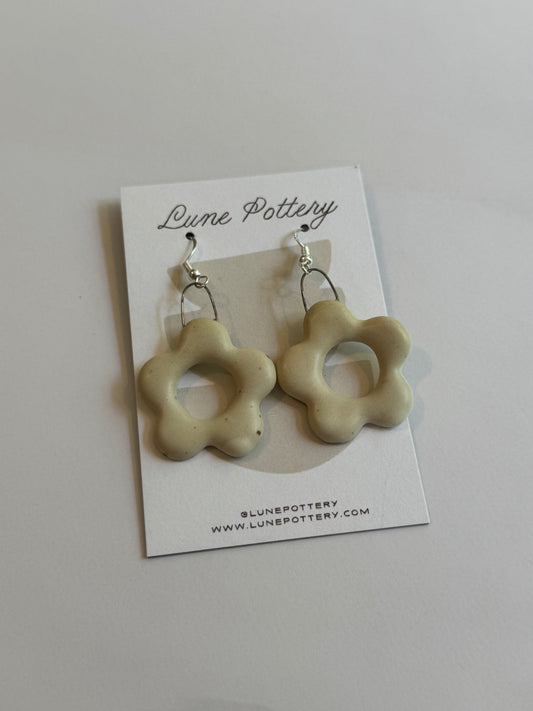 Ceramic White Flower Earrings