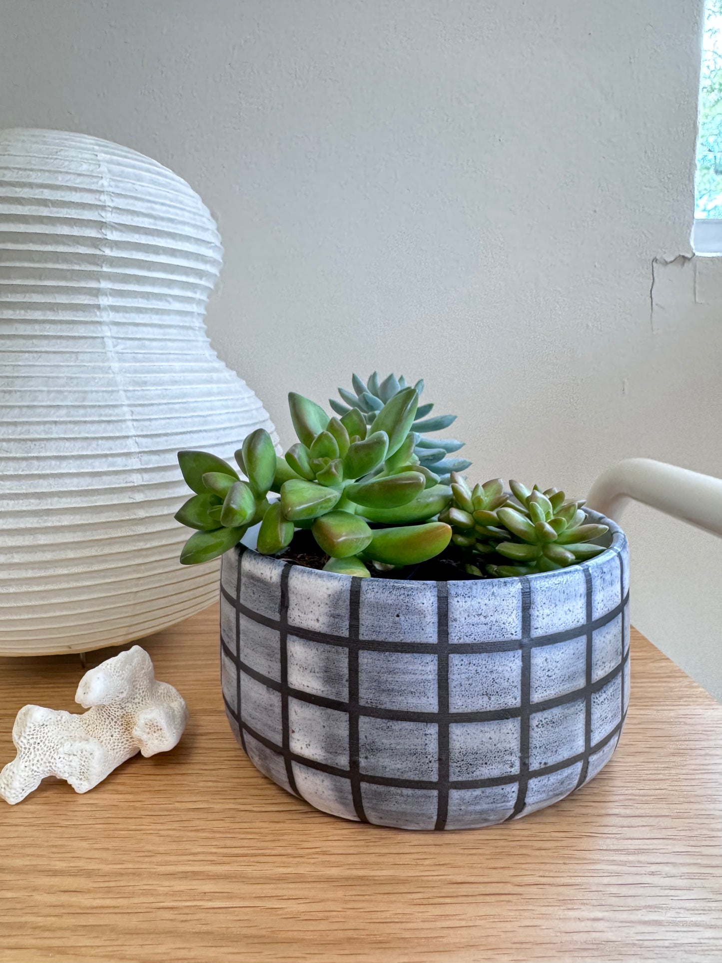 Wabi Sabi Grid Ceramic Planter
