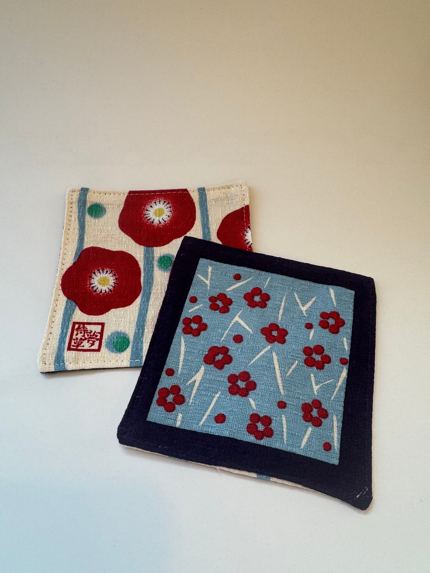 Japanese Fabric Coasters - Plum Red