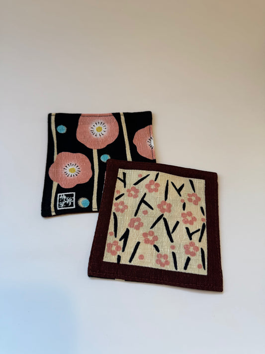 Japanese Fabric Coasters - Plum Pink