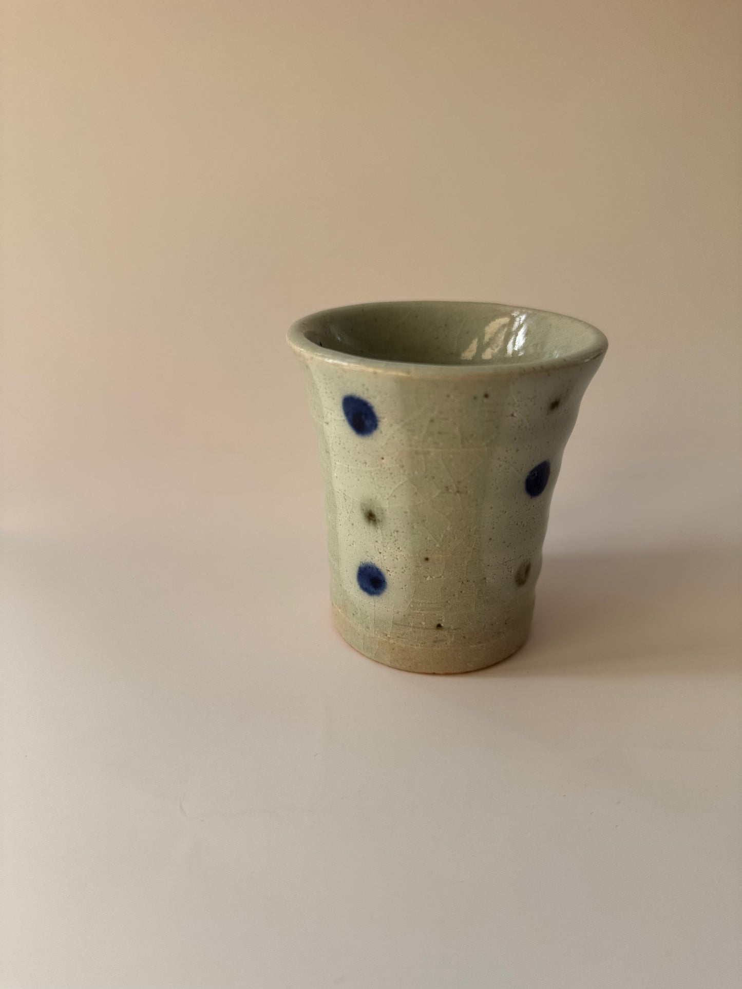 Mini Japanese Cup-  Blue & Jade Dot
