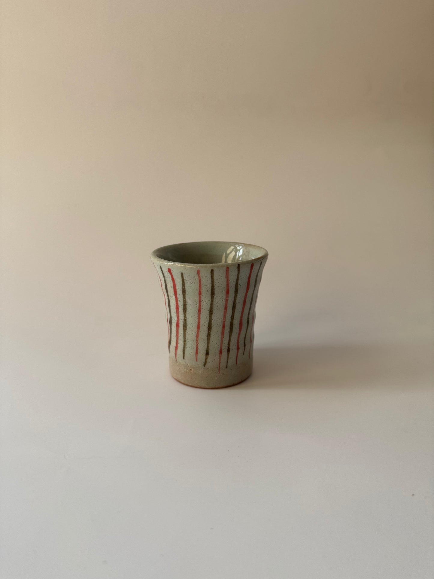 Mini Japanese Cup-  Tokusa Red Stripe