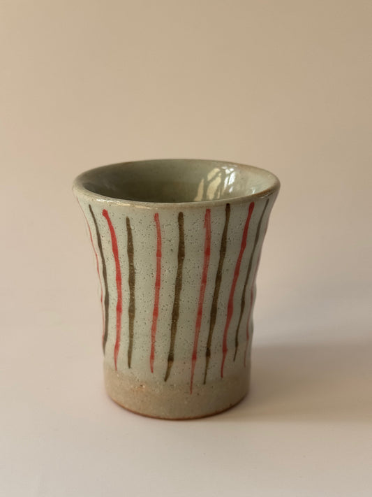 Mini Japanese Cup-  Tokusa Red Stripe