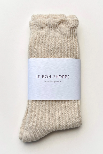 Linen Scallop Socks in Naturel