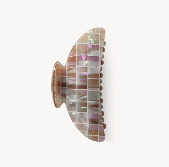 Midi Claw in Brown Shell Checker