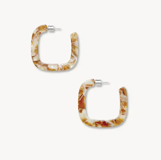 Midi Square Hoops in Baja Tortoise