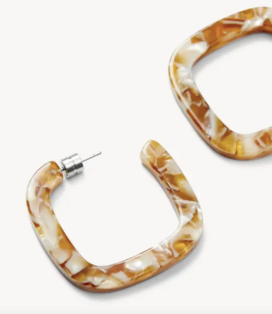 Midi Square Hoops in Baja Tortoise