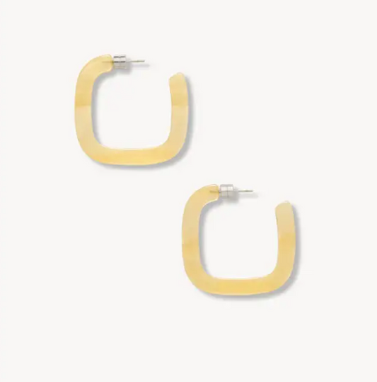 Midi Square Hoops in Citrine