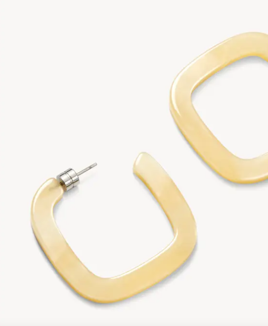 Midi Square Hoops in Citrine