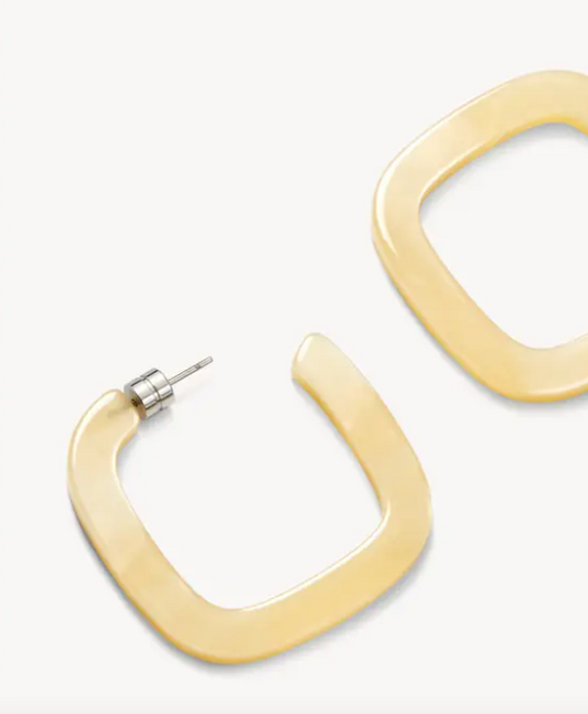 Midi Square Hoops in Citrine