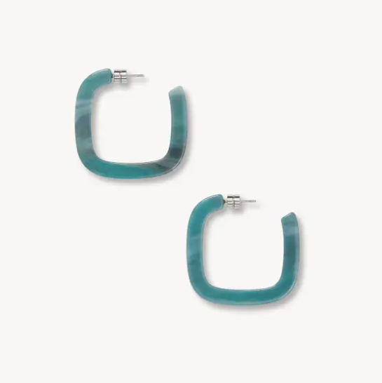 Midi Square Hoops in Jadeite