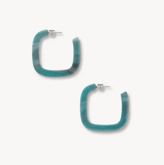 Midi Square Hoops in Jadeite