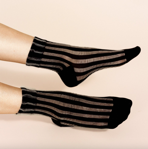 Mykonos Sheer Short Crew In Black