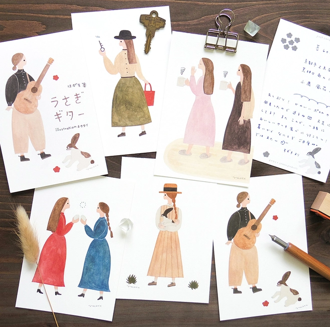 'Rabbit with Guitar' Postcard Writing Pad by Nekutai